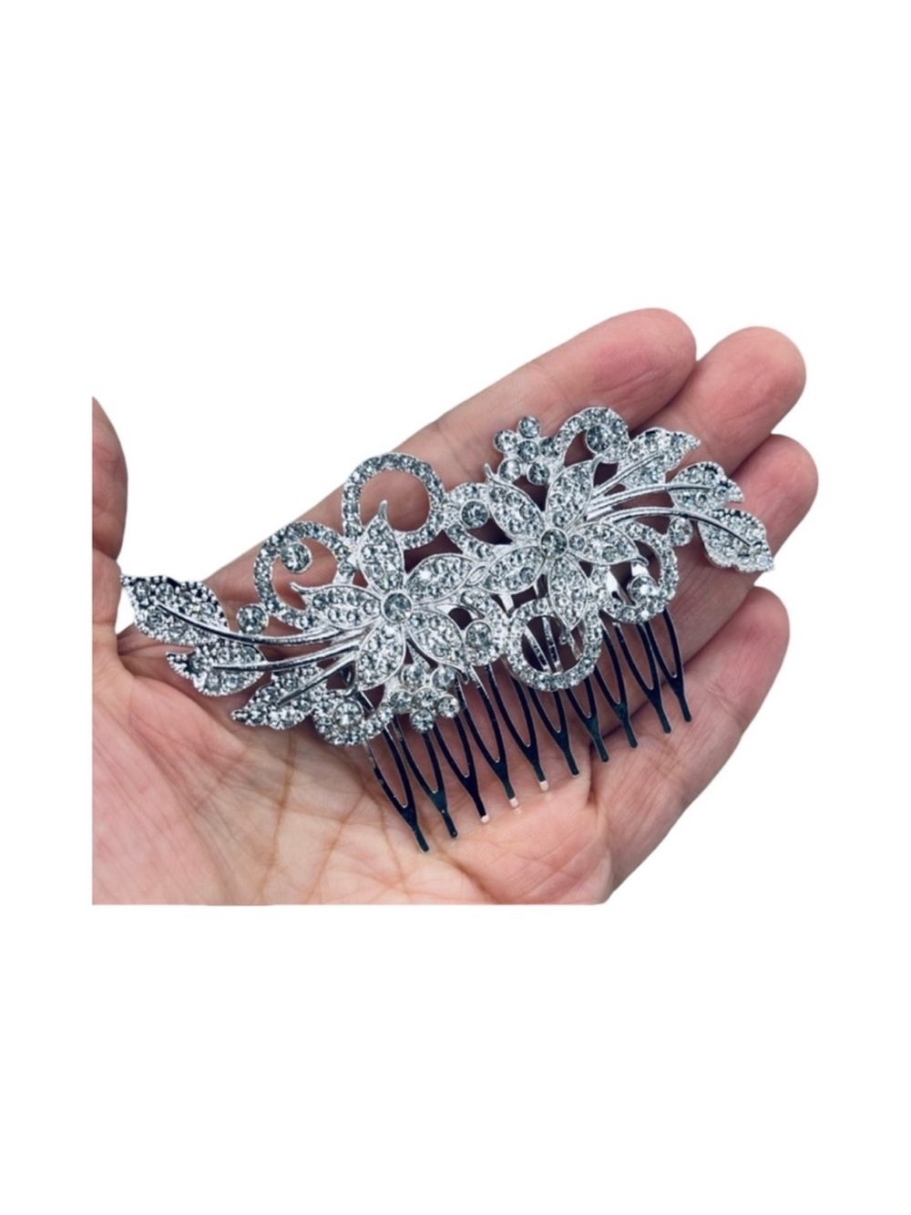 Crystal Floral Hair Comb - Silver Bridal Hair Accessory FINAL PRICE DROP